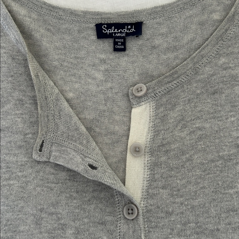 Splendid Heather Gray Button-Up Top
